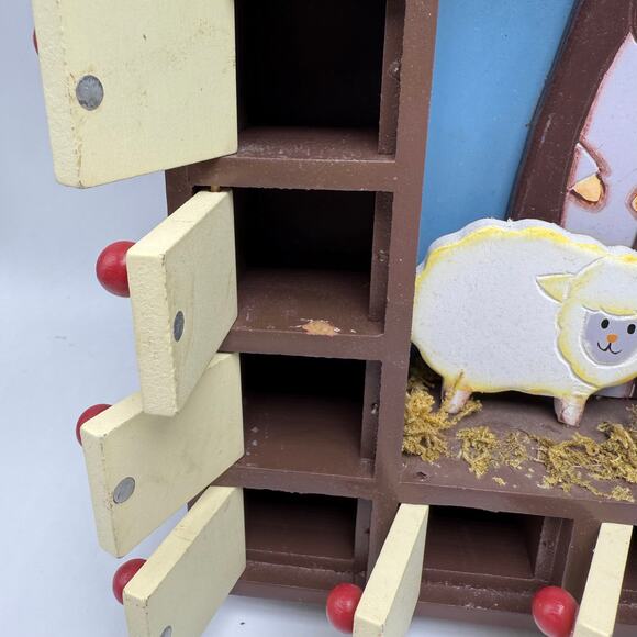 Nativity Scene Advent Calendar 25 Boxes Doors Wooden Manger Christmas Countdown - Picture 6 of 11